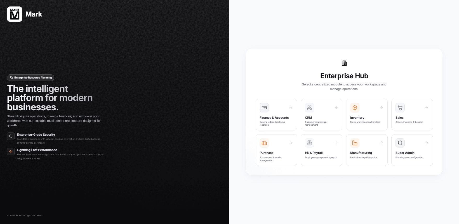 Architecture and user interface preview for Keshera Manufacturing ERP enterprise platform
